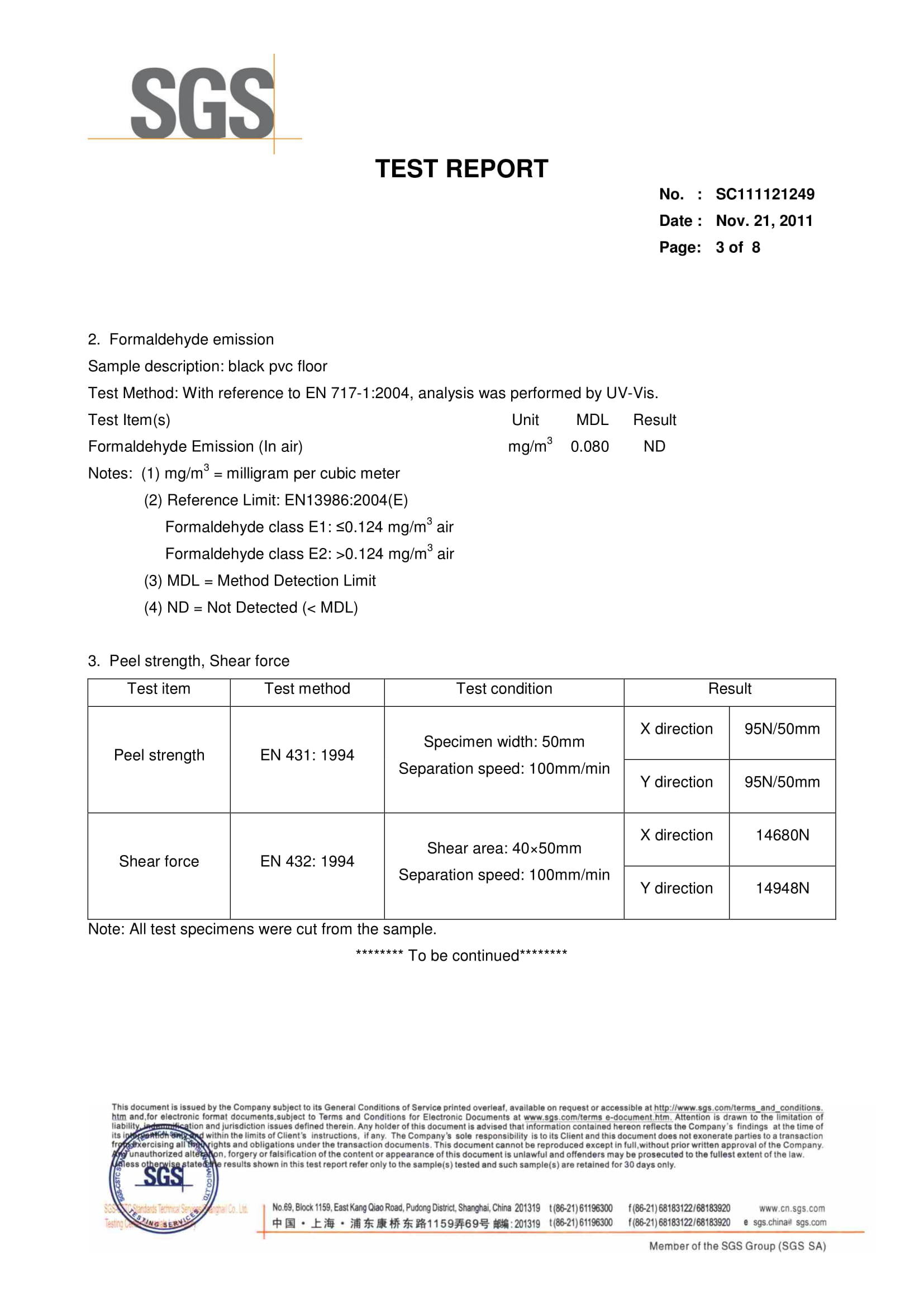 SS Floor SGS Test Report стр 3